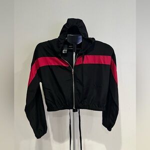 IJOAH Black and Red Bomber Jacket windbreaker light crop